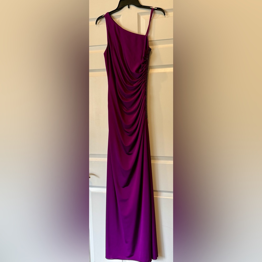 One shoulder, elegant, purple, formal dress